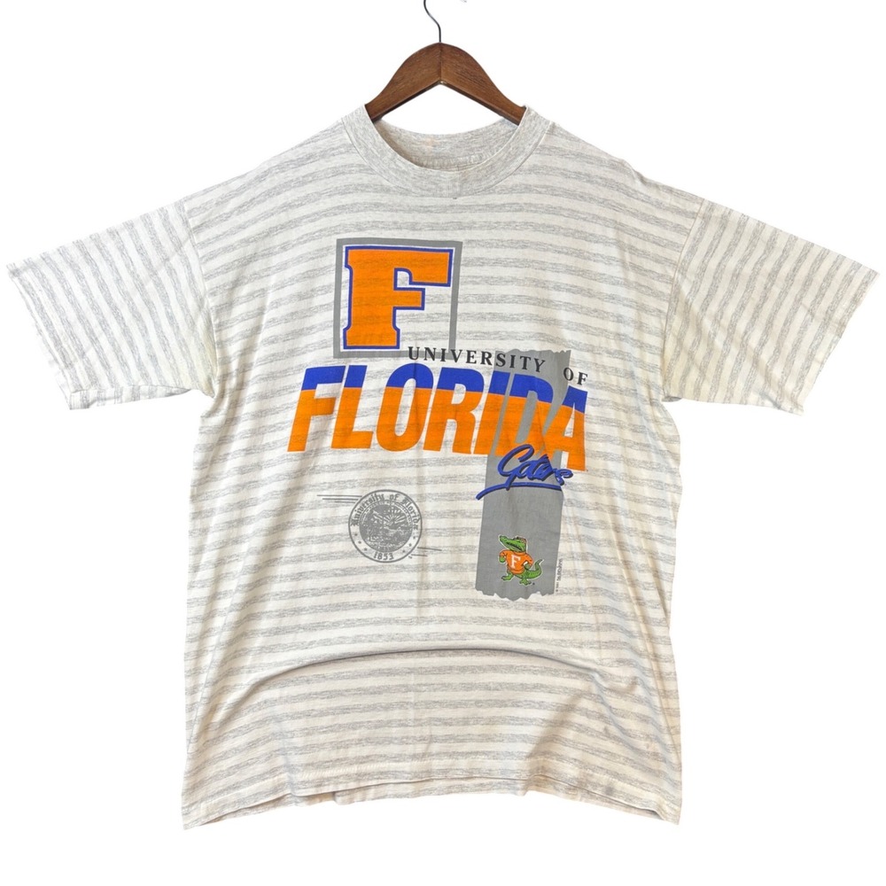 Vintage 1991 University of Florida Gators Striped T-Shirt XL Premier Sportswear
